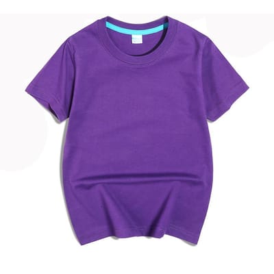 Kinder T-shirt met korte mouwen Puur Wit Jongens Klasuniform Meisjes Baby Kinderen Katoen Body Shirt met halve mouwen 130cm purple