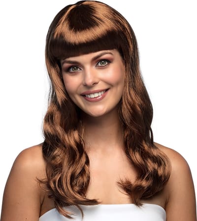 Boland - Pruik Chique bruin Bruin - Golvend - Lang - Vrouwen - - Glitter and Glamour