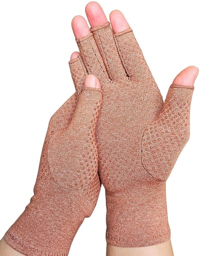 KANGKA Reuma Therapeutische Handschoenen met Antislip maat L - voor Artritis, Reuma, Artrose, CTS - Bruin L