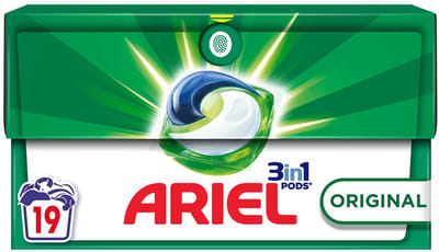Ariel 3in1 Pods Original – 19 wasmiddelcapsules – Krachtige reiniging – Gemaakt in Frankrijk