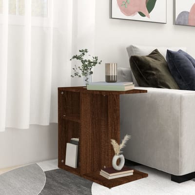 vidaXL - Bijzettafel - 50x30x50 - cm - bewerkt - hout - bruin - eikenkleur