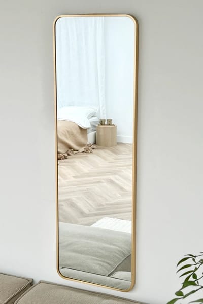 Nordic Style® Rechthoekige spiegel 125x40cm - Zacht Goud - Scandinavische Spiegels - Vierkant - Pas spiegel - Staande spiegel - Kleedkamer spiegel - Pas