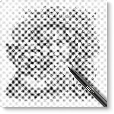 Meisje met hoed en hondje | Dot painting | 40x40cm | Dot painting | Oh My Dotz | Dots stippen | Diamond painting & Schilderen op nummer alternatief | Happy hobby