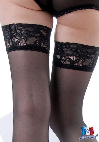 Clio Hold Ups - Hold Up Kousen - Kanten Boord - Sexy Chic - 15 Den. - T2 - Small - Zwart