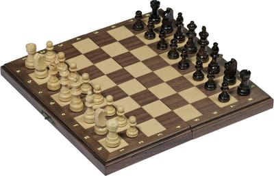 Goki Schaakbord - Magnetisch Schaakspel - Houten Schaakset - Plooibaar - Vanaf 12 Jaar