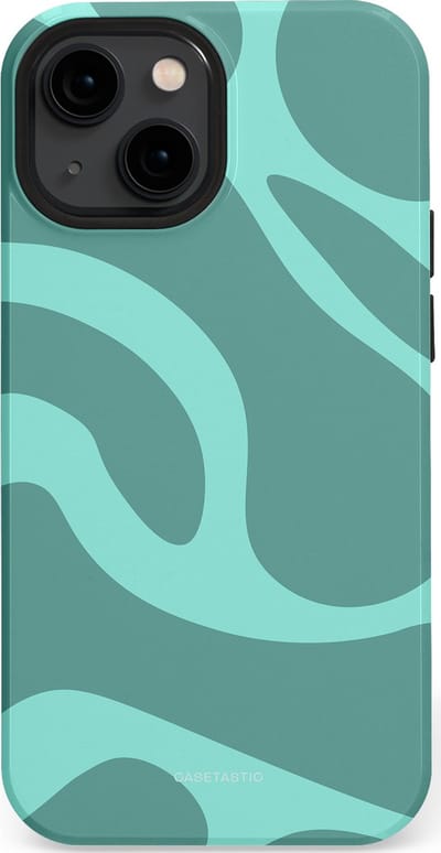 Casetastic Hoesje Geschikt voor Apple iPhone 13 Mini Magsafe - Stijlvolle Beschermende Duo-layer Case - Aqua Golven