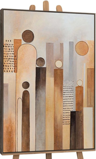 Canvas schilderij handgeschilderd city of figures abstract – YS-Art Gallery – Luxe wanddecoratie voor woonkamer – Modern schilderij voor slaapkamer en hal