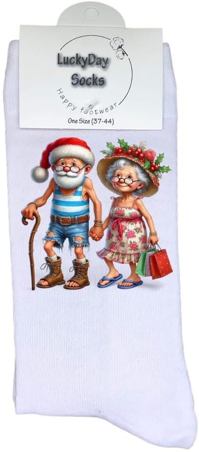 Kerstman - Kerstvrouw - Kerst laars - Zomer - Kerstcadeau - LuckyDay Socks - Kerstsokken - Leuk kerst cadeau - Cadeau tip - Voor hem - Voor haar - Maat 37-44
