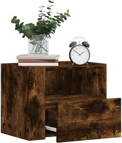 Hangend Nachtkastje - Wandplank Lade - Slaapkamer Opbergen - Stijlvol Rookeiken - 45x30x35 cm