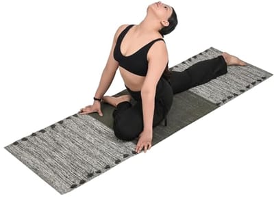 Biologische Katoenen Yogamat – Antislip, Dikke en Comfortabele Handgeweven Fitnessmat voor Thuis