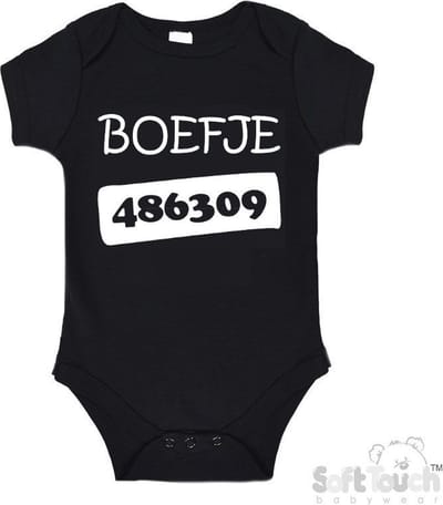 100% Katoenen Romper "Boefje 486309" Unisex Katoen Zwart/wit 56/62