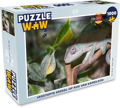Puzzel Verstopte krekel op rug van kameleon - Legpuzzel - Puzzel 1000 stukjes volwassenen