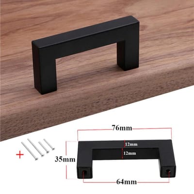 DW4Trading RVS Handgreep met Schroeven - Keuken Meubel Deur - Zwart - 76 mm