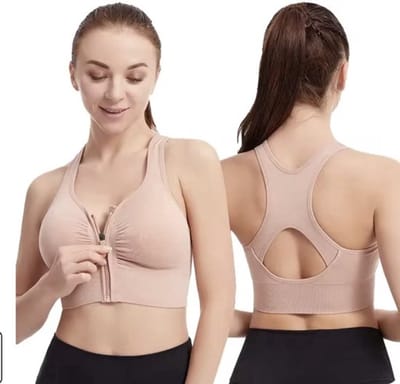 CHPN - Sport BH met rits - Roze Sport beha - Met rits - Medium - Valt klein - Medium ondersteunend - Compressiebeha - Elastisch