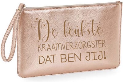 Toilettas leerlook cadeau kraamverzorgster kraamhulp-leukste kraamverzorgster-rose gold