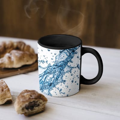 Magische Mok - Foto op Warmte Mokken - Koffiemok - Spash - Water - Blauw - Magic Mok - Beker - 350 ML - Theemok