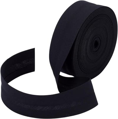 10m Enkele Vouw Biasband, 24mm Breed Zwart Bias Binding Tape voor DIY Kleding Naaien, Piping en Quilten