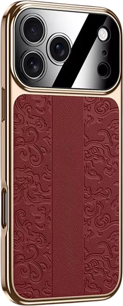 Luxe Lederen TPU Beschermhoes met Gegalvaniseerde Rand – Geschikt voor iPhone 17 Pro Max | Schokbestendig Telefoonhoesje / iPhone 17 Pro Max Hoesje / Beschermende Cover