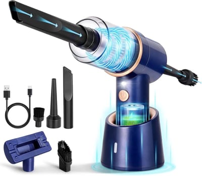 Draadloze Handstofzuiger, 3-in-1 Elektrische Persluchtstofzuiger, Oplaadbare Mini-stofzuiger, Stofzuiger Voor Huisdierenhaar en Autoreiniging (Blauw)