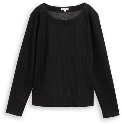 Tom Tailor - Shirt met lange mouwen met glittereffect - Maat XL - pinstripe with lurex