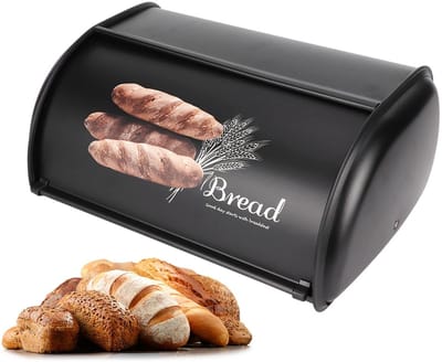 Dailygoods- Brooddoos Grote Capaciteit - Roestvrij Staal - Keuken Organizer - Oproldeksel - 34x23x14,5 cm - 100% Nieuw - Broodtrommel