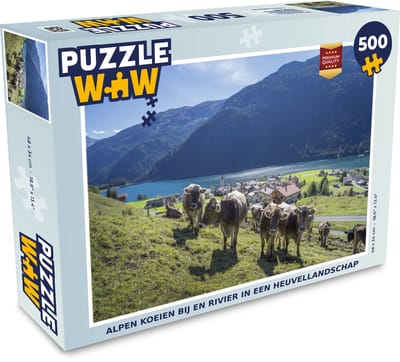 Puzzel Koeien - Water - Alpen - Legpuzzel - Puzzel 500 stukjes