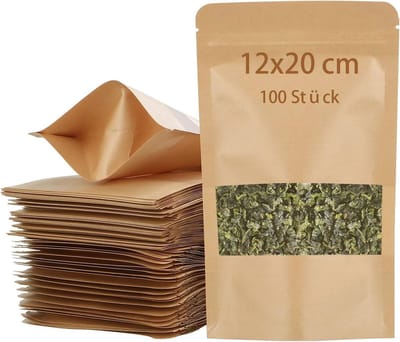 Allecto - Papieren zakken - Koekjeszakjes - Hoogwaardige kwaliteit - Bruin - Luchtdichte zakken - Geschikt voor snoep, noten, koffiebonen en specer...