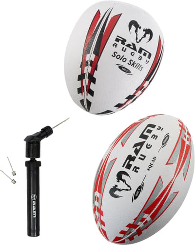 RAM Rugby Cadeauset – Squad Bal + Solo Skill + Mini Pomp – Maat 5 – 3D Grip