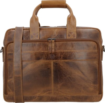 Hide & Stitches Next Navajo Laptoptas - 15,6" Laptop vak - 100% Leer - Bruin
