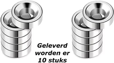 Han-Bar® Schijfmagneten - Ringmagneten - Rond - schroefgat 12 x 3 - 3 mm - Neodymium - N35 - Permanente - Ndfeb - Super Sterk - Plus schroeven