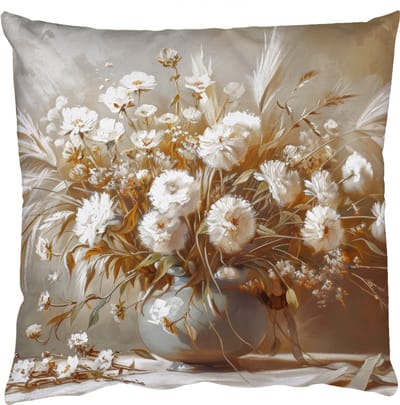 Sierkussens - Kussentjes Woonkamer - 50x50 cm - Bloemen - Vaas - Stilleven - Beige