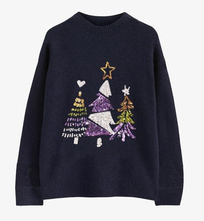 Starry Indigo - Kersttrui / Sweater Meisjes met Glitter | Kerstboom