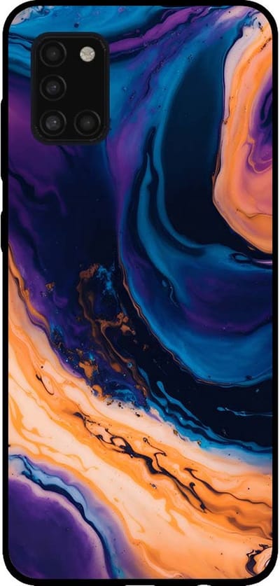 Smartphonica Telefoonhoesje voor Samsung Galaxy A31 marmer look - backcover marmer hoesje - Blauw geschikt voor Samsung Galaxy A31