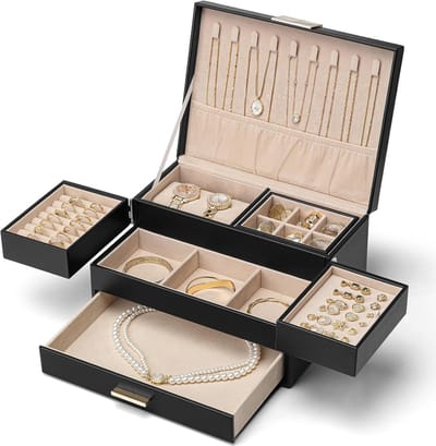 Grote Sieradendoos met Uitschuifbare Lade voor Dames en Meisjes - Sieraden Opbergdoos