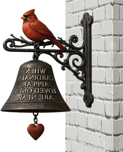 Dinerbel Vogel - Deurbel Chime - Buiten Decoratie - Weerbestendig Hars Metaal - 20 cm Hoog - Rood