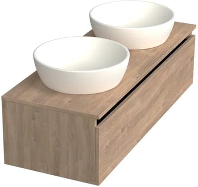 Dutchline Badmeubel Onderkast - Uludag - 120x46cm - 1 Lade - 2 Uitsparingen