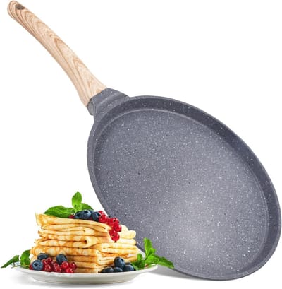 Koekenpan - Platte pan Tawa - Ontbijt maken - Antiaanbaklaag - 26 cm - Zwart