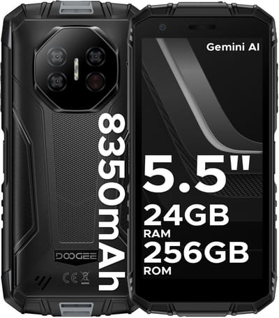 DOOGEE Fire 3 Ultra 4G - Smartphone - Robuuste Smartphone - 24 GB RAM+256 GB ROM/2 TB TF - 5,5 inch HD - Android 15 - 8350mAh - Unisoc T7200 - NFC - Face ID - Vingerafdrukscanner - Grijs