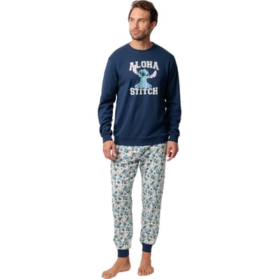 Pyjama-sets Admas Pyjama fluwelen broek top lange mouwen Aloha Stitch Disney
