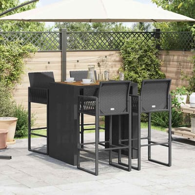 vidaXL - 5-delige - Tuinbarset - zonder - kussens - poly - rattan - acacia - zwart