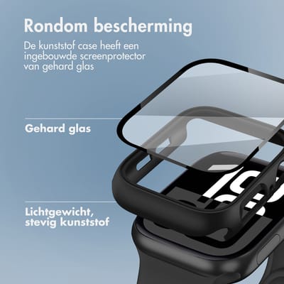 Screen protector - Geschikt voor Apple Watch 10 / 11 / 12 - 46 mm - Full Cover Hard Case / Beschermend Hoesje - Zwart