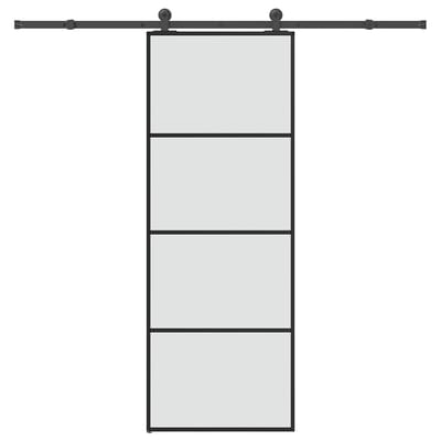 vidaXL - Schuifdeur - met - beslag - 76x205 - cm - ESG-glas - en - aluminium
