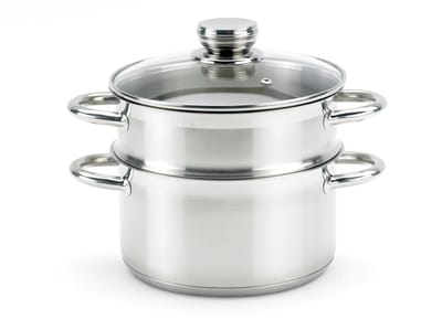Relance Stoompan 22 cm – RVS Stoomkoker 3-delig met Glazen Deksel – Inductie – PFAS-vrij – Vaatwasserbestendig – Alle Warmtebronnen