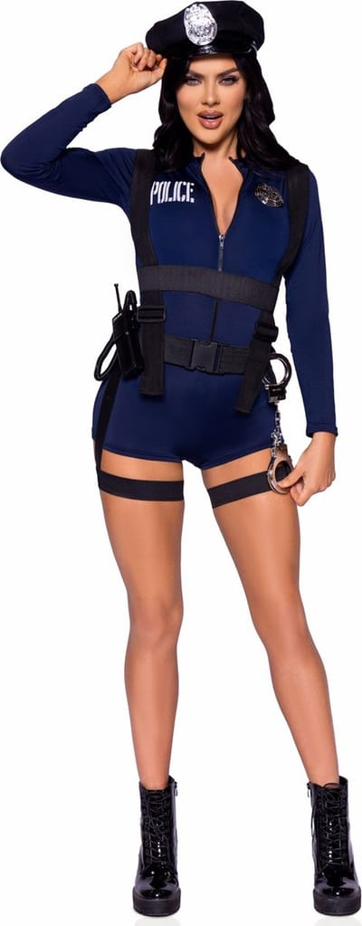 Korte jumpsuit met lange mouwen voor dames Leg Avenue Flirty Cop
