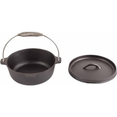 Kampeerpan Gietijzer Vooraf Gekruid Anti-aanbak Buiten Kookpan met Deksel voor Picknick Wandelen BBQ L black