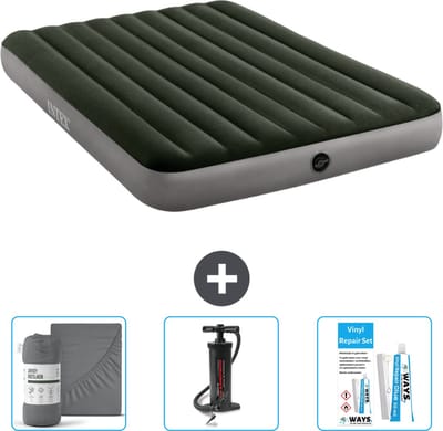 Intex Luchtbed - 2-Persoons - 152 x 203 x 25 cm - Groen - Inclusief Hoeslaken - Pomp en Reparatieset