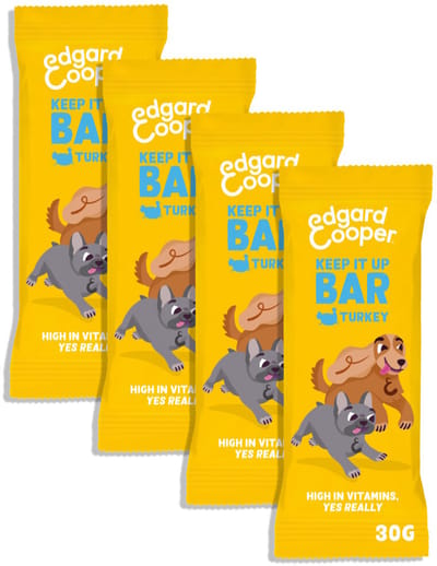 Edgard & Cooper 4x Hondensnack - Kalkoen Keep It Up Bar (4 x 30g reep), Graanvrij, Eiwitrijk vers vlees, vol essentiële aminozuren voor gezonde binnenkant