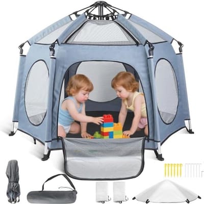 Opvouwbare Babybox 144 x 103 cm - Inclusief Matras en Draagtas, Lichtgewicht en Ideaal voor Reizen, Tuin en Strand