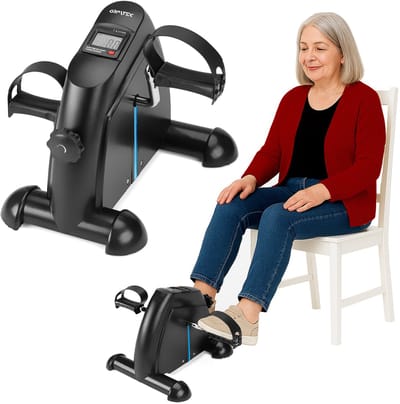 Gymtek® Stoelfiets - Fietstrainer - Bureaufiets - Deskbike - Mini Hometrainer - Duo Trainer voor Armen en Benen - Verstelbare Weerstand - LCD-Scherm