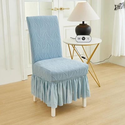 Jacquard Eetkamerstoelhoes Stretch Bruiloftsstoelen Slipcovers met Rok Effen Kleur Afneembare Stoelhoezen Huisdecoratie 1pc